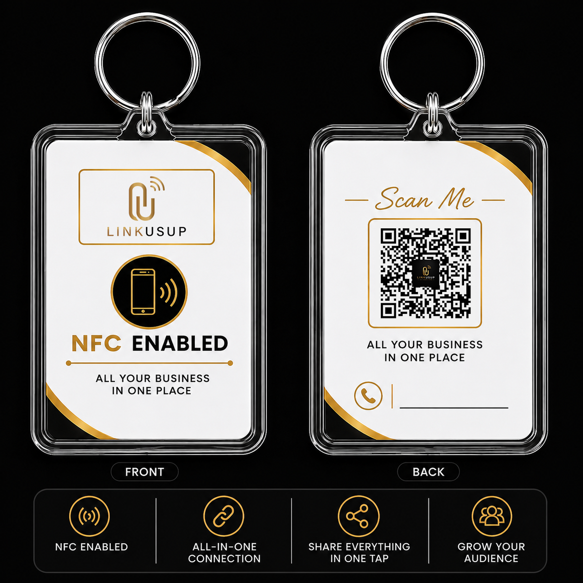 All in one Business NFC keyring with your logo